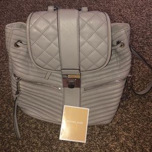 Grey Micheal Kors Backpack + MK Key Chain